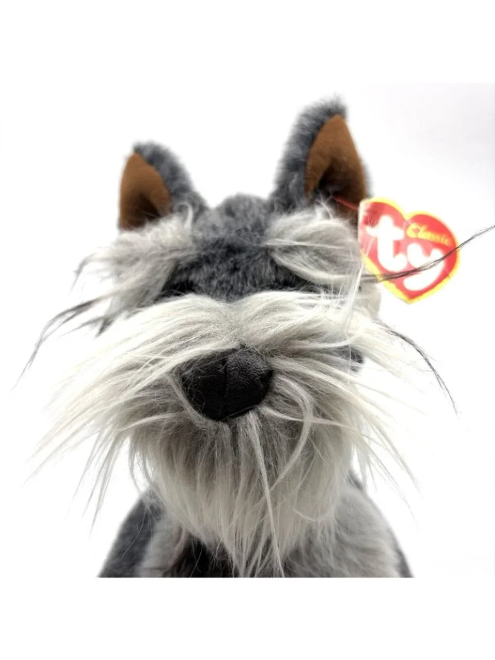 TY Max The Schnauzer Plush Dog 11” Gray White Retired 2000 w/ Original Tags